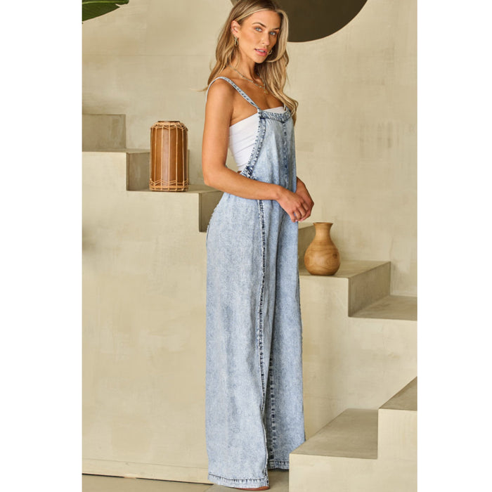 Light wash - wide leg denim overall