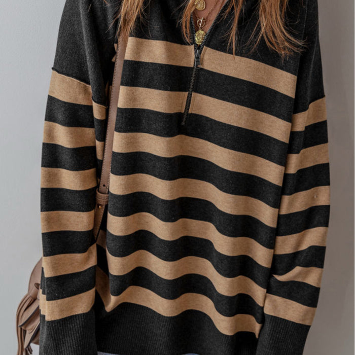 Black & Camel Half-Zip