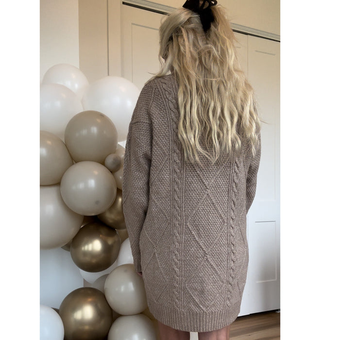 BLACK Cable Knit Sweater Dress