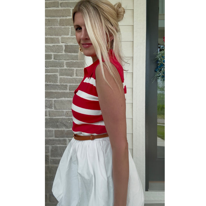 Baby you’re a firework striped sleeveless sweater