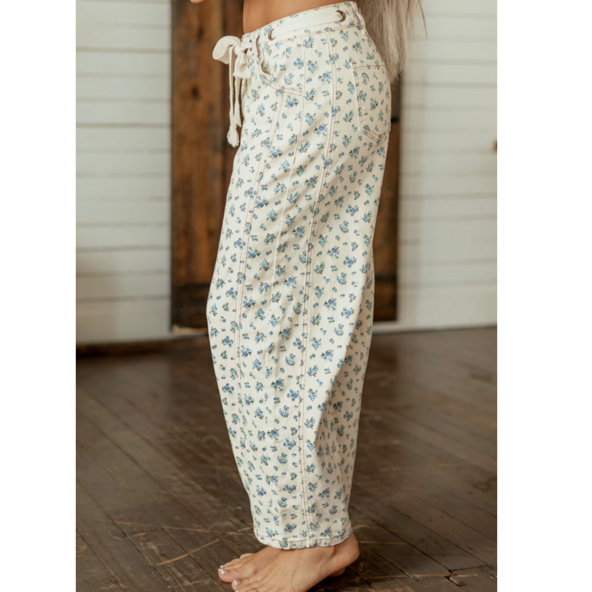 PREORDER Forget me not floral denim